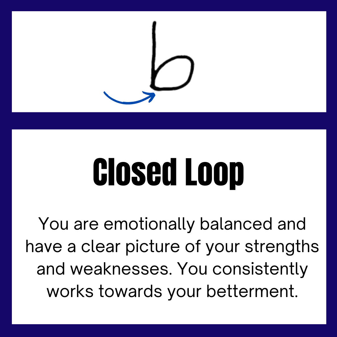 Closed loop at the bottom of lowercase b personality type