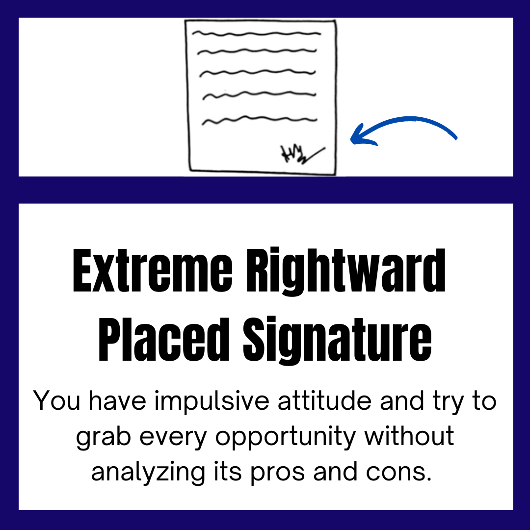 Extreme rightward placed signature