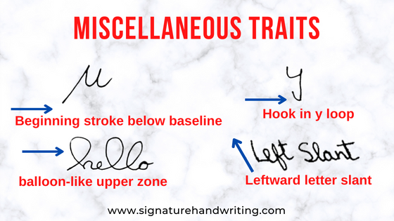miscellaneous handwriting traits showing grudges